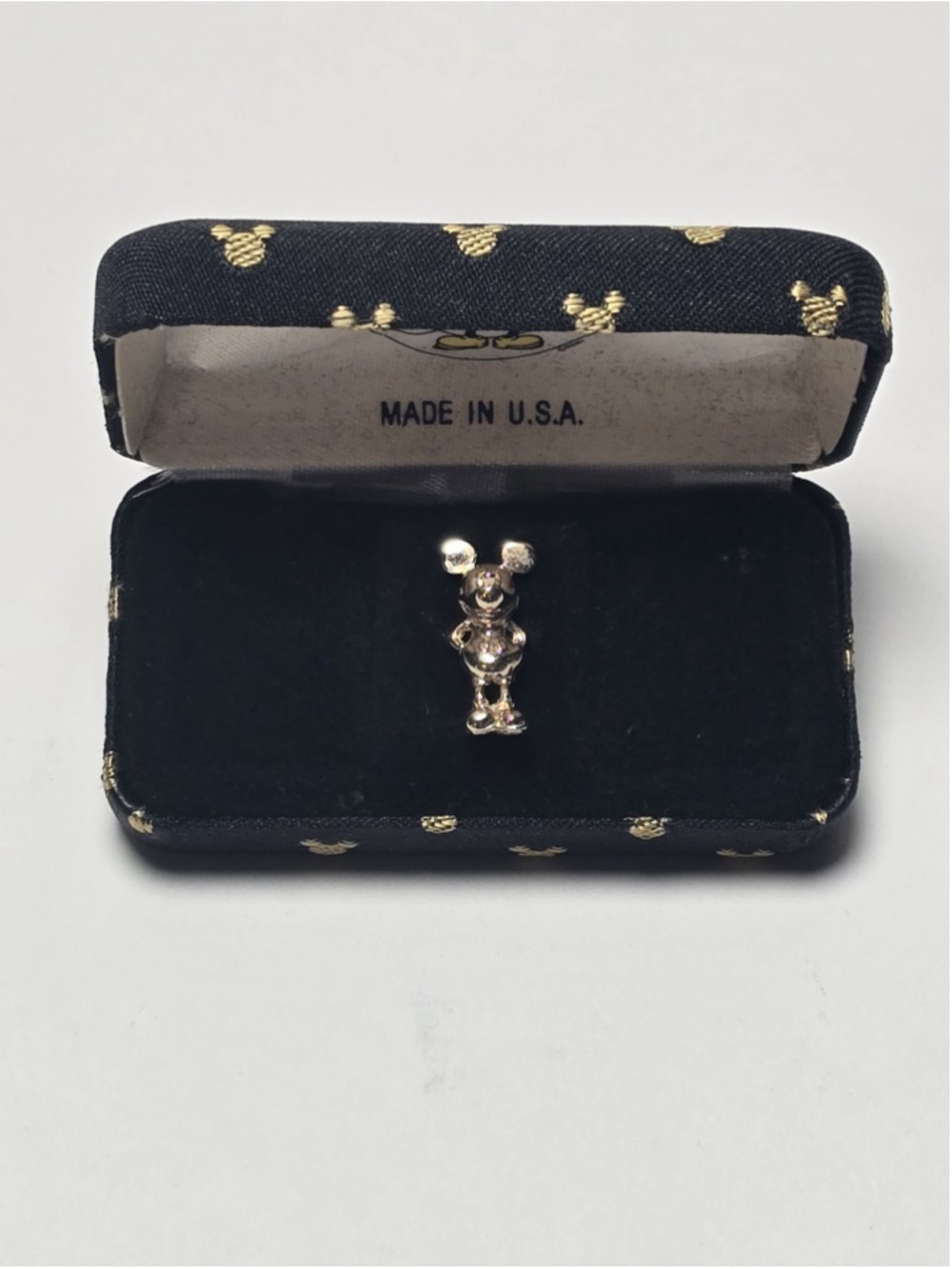Vintage Mickey Co Colibri Mickey Mouse Gold Tone Tie Tack Lapel Pin Box USA